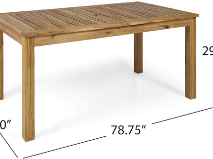 Outdoor 6 Seater Expandable Dining Set With Cushions - Sandblasted Natural / Beige