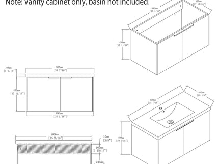 Floating Bathroom Vanity Cabinet With Soft Close Double Doors, Spacious Interior Storage, Wall Mounted, Cabinet Only