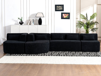 Upholstered Sofa Free Combined Sofa Couch With 2 Chaise Lounge And Five Back Pillows For Living Room