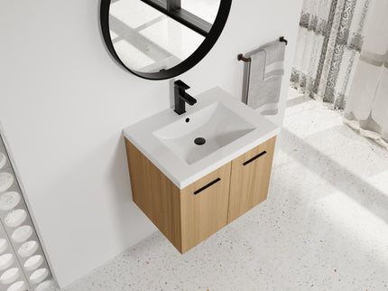Floating Bathroom Vanity With Sink, Wall Mounted Double Door Storage
