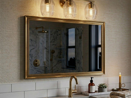 Luster - 3 Lights Vanity With Clear For Bathrooms Above Mirror Wall Lamp Satin - Clear / Gold