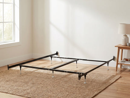 Adams - Queen / Eastern King Bolt On Bed Frame With Reinforced Center Beam, Adjustable Legs - Black