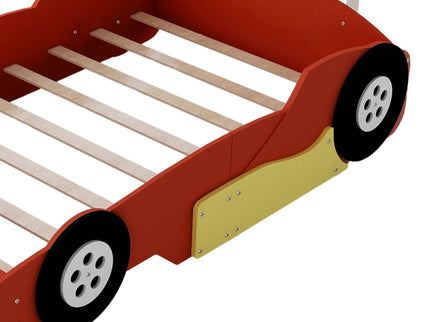 Race Car-Shaped Platform Bed With Wheels
