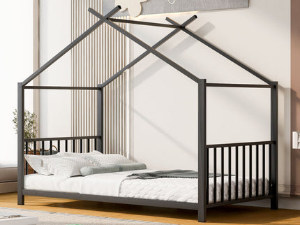 Metal House Platform Bed With Modern Design And Durable Frame