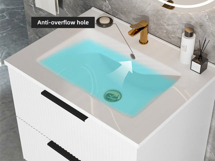 Modern Wall Mounted Floating Bathroom Vanity With Sink And Drawers