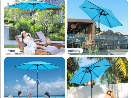 Umbrella With Crank Lift & Tilt, UV-Resistant Canopy For Patio