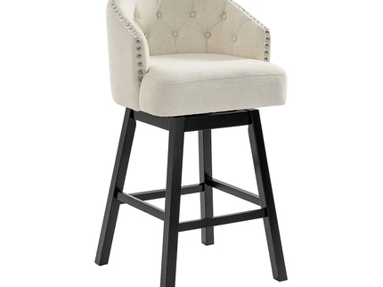 360 Degree Swivel Bar Stool & Stunning Nailhead Trim (Set of 2) - Beige