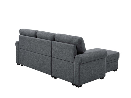 Upholstered Sleeper Sofa With Reversible Storage Chaise - Dark Gray