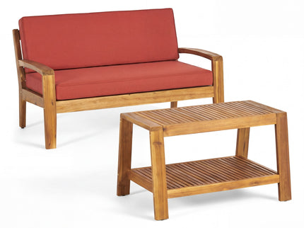 2 Piece Outdoor Conversation Set (Loveseat & Coffee Table With Water-Resistant Cushions)