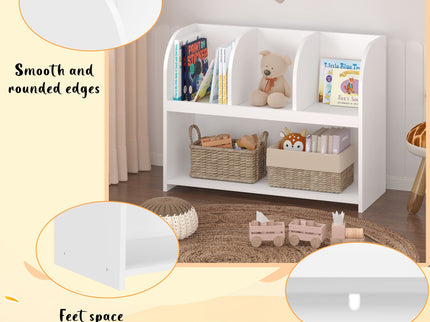 Bookcase With 4 Compartments, Storage Shelf For Toys And Books - White