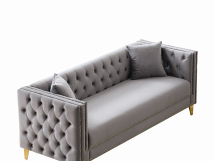 3 Seater Deep Seat Sofa, Sofa With Button Nailhead, Square Arm
