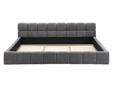 Elegant Upholstered Bed With Checkerboard Design