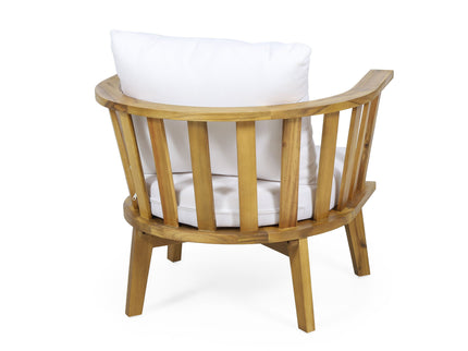 Outdoor Club Chair With Curved Backrest And Frame - White