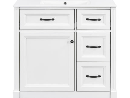 Modern Bathroom Vanity With Sink, 4 Drawers, Soft-Close Door, Adjustable Shelf
