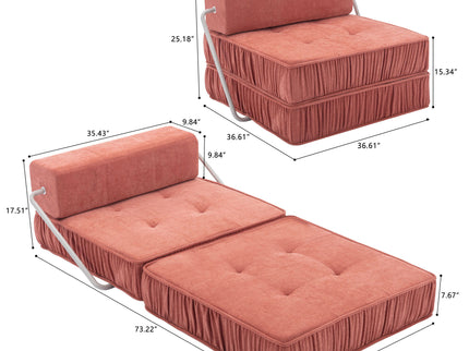 Folding Sofa With Removable Back Cushion, Convertible Futon Sleeper Chair