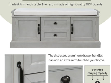 Hearth & Haven Daisy - Storage Bench With 2 Drawers And 2 Cabinets
