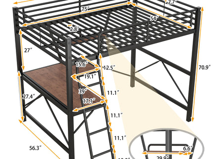 Loft Bed With Desk And Shelf, Modern Design