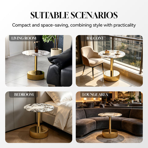 End Table For Living Rooms - Gold / White