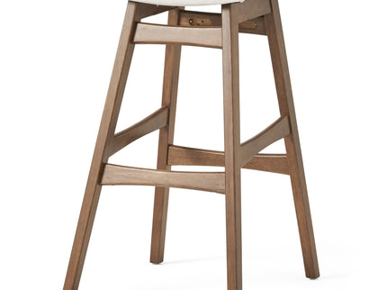 Mid Century Modern Bar Stool Set With Upholstered Seating