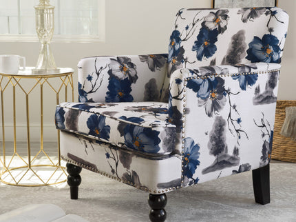 Club Chair With Tapered Birch Wood Legs - Multicolor