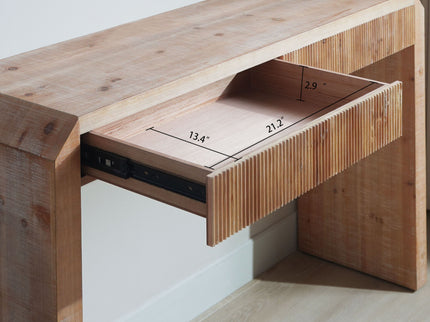 Rustic Modern Console Table With Drawer Storage - Natural Wood