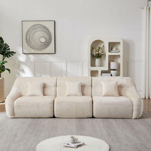 Luxury Curved Corner Sectional Sofa With 4 Pillows