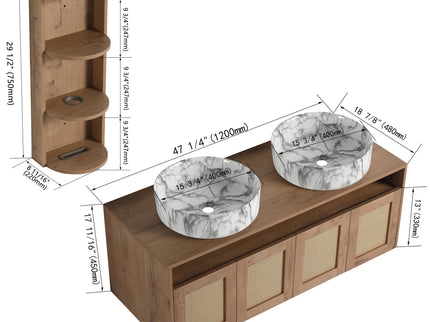 Bathroom Vanity & Art Sink And Storage Rack, Float Mounting Design