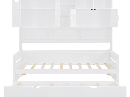 Daybed With All-In-One Cabinet And Shelf