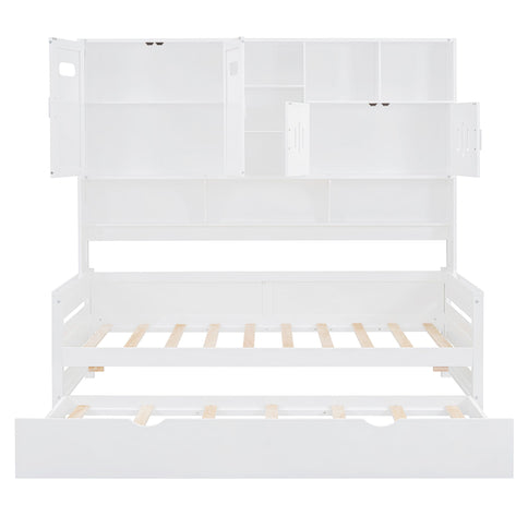 Daybed With All-In-One Cabinet And Shelf