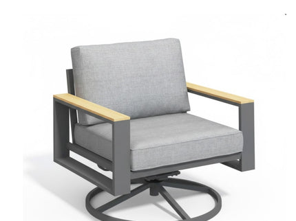 All Weather Swivel Patio Dining Chairs With Cushions - Gray