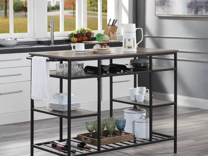 Lona - Kitchen Island - Rustic Oak / Black