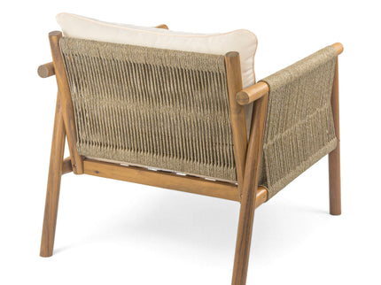 Modern Outdoor Woven Lounge Chair With Solid Frame And Cushions