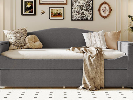 Upholstered Daybed With Storage Armrests, Trundle And Latest Integrated tooth Audio System