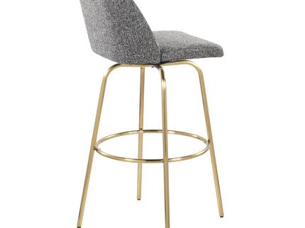 Toriano - Contemporary Fixed Height Barstool With Swivel With Round Footrest (Set of 2)