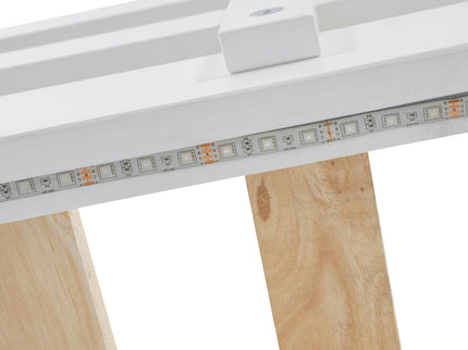 Full Long Loft Bed With Storage Staircase, Murphy Bed, LED Light - White