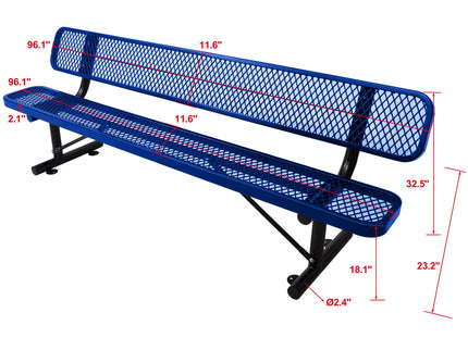 6' Outdoor Steel Bench With Backrest