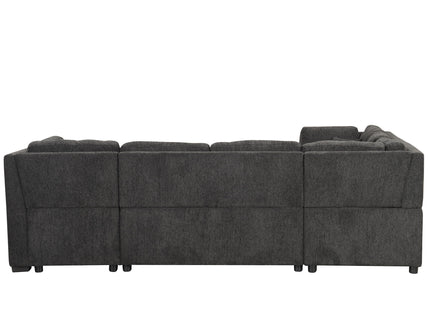 U-Shaped Sectional Sofa Pull Out Sofa Bed With Two USB Ports, Two Power Sockets, Three Back Pillows And A Storage Chaise For Living Room