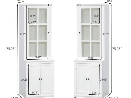 Retro Style Hutch Cabinet With Glass Door, China Cabinet For Home