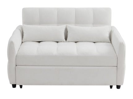 Loveseat Sofa Pull-Out Bed With Adjustable Backrest, 3 USB Ports And 2 Lumbar Pillows For Living Room