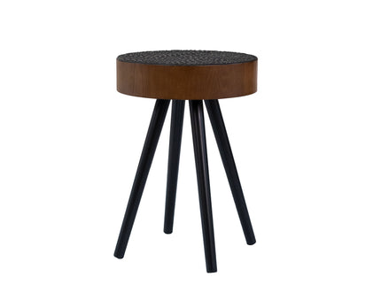 Round Coffee Table With Carved Top For Living Room