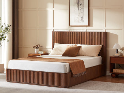 Wave Pattern Headboard Platform Bed Frame