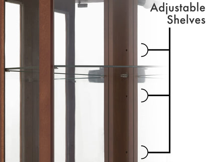 6 Shelf Corner Curio Display Cabinet With Lights, Mirrors And Adjustable Shelves (E26 Light Bulb Not Included)