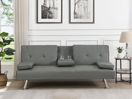 Modern Sofa Bed With Armrest 2 Holders, Wood Frame & Stainless Leg