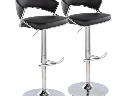 Jie - Contemporary Adjustable Barstool With Swivel & Rounded T Footrest (Set of 2)