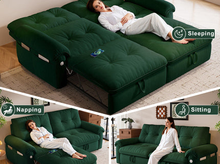 Cloud Like Convertible Sofa Bed For Living Rooms - Green