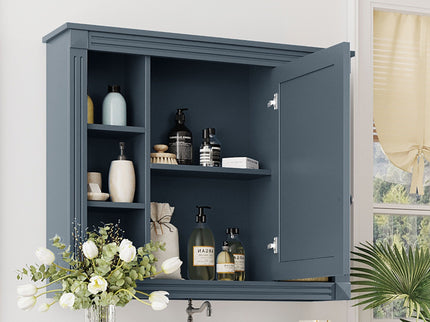 Wall Mounted Bathroom Storage Cabinet With Mirror, Cabinet With 6 Open Shelves And Adjustable Interior