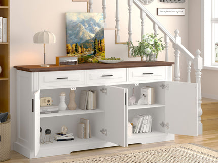 Fluted Sideboard Buffet Cabinet With 4 Doors And 3 Drawers