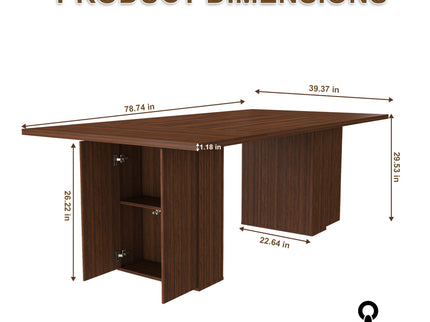 Rectangular Dining Table With Storage Base - Walnut