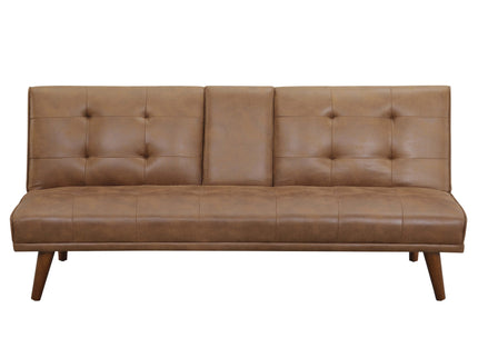 Tufted Convertible Sofa With Cup Holders - Brown