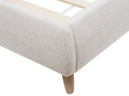 Roman - King Curved Headboard Upholstered Platform Bed - Light Beige